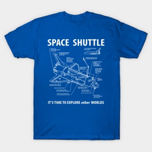 Space Shuttle Retro Graphic Schematic Layout T-Shirt